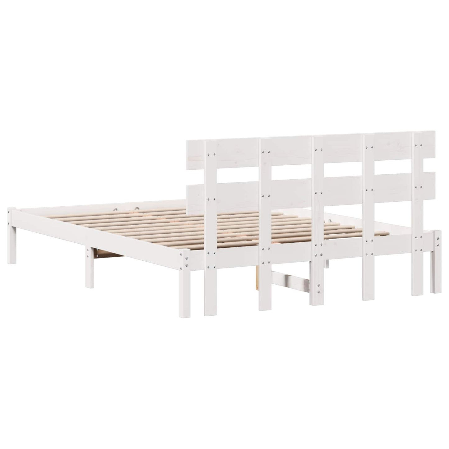 Bed Frame with Headboard White 150 x 200 cm Solid Pine wood