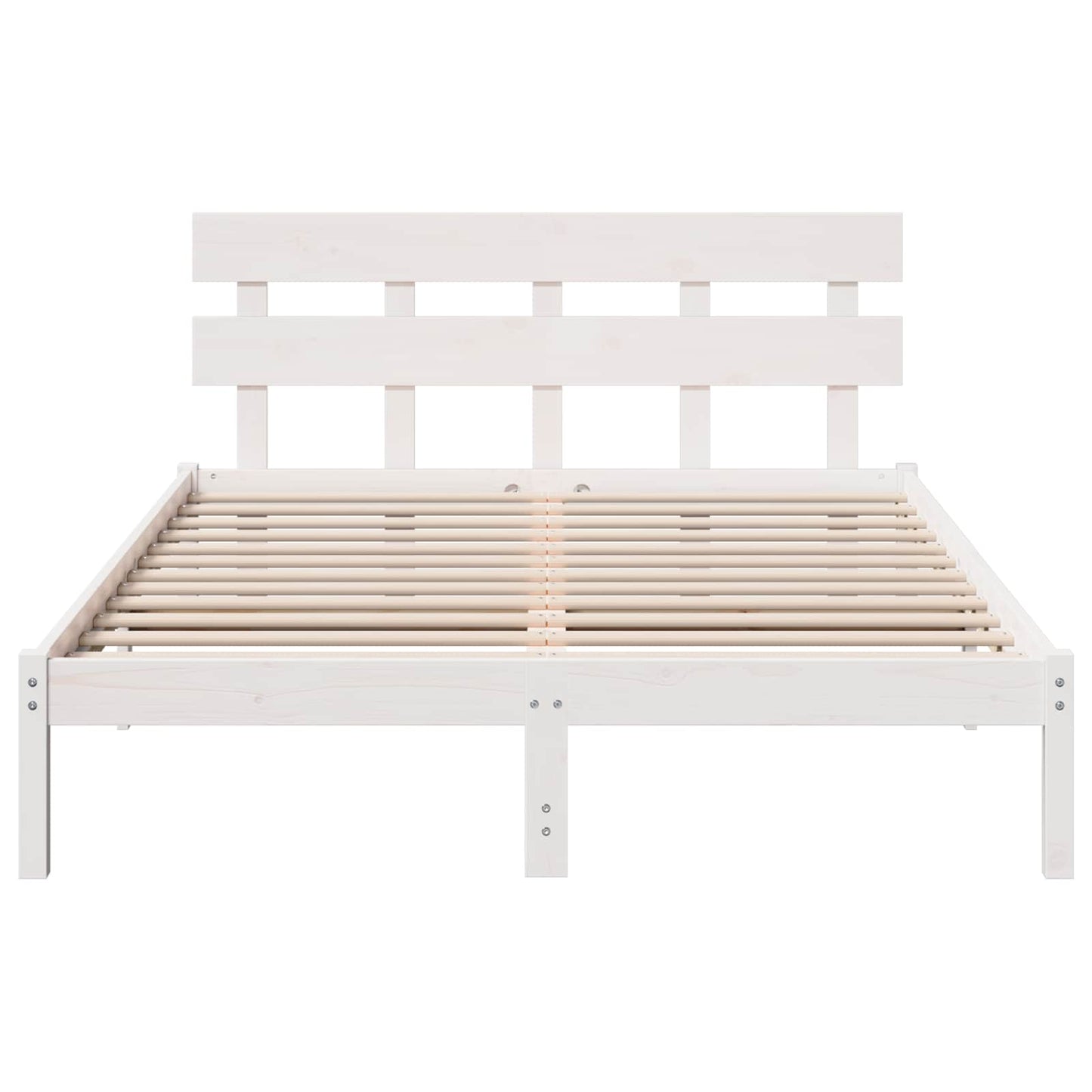 Bed Frame with Headboard White 150 x 200 cm Solid Pine wood