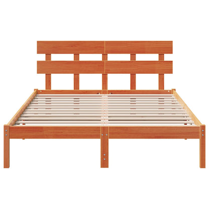 Bed Frame with Headboard Brown 150 x 200 cm Solid Pine wood