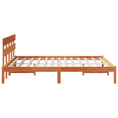 Bed Frame with Headboard Brown 150 x 200 cm Solid Pine wood