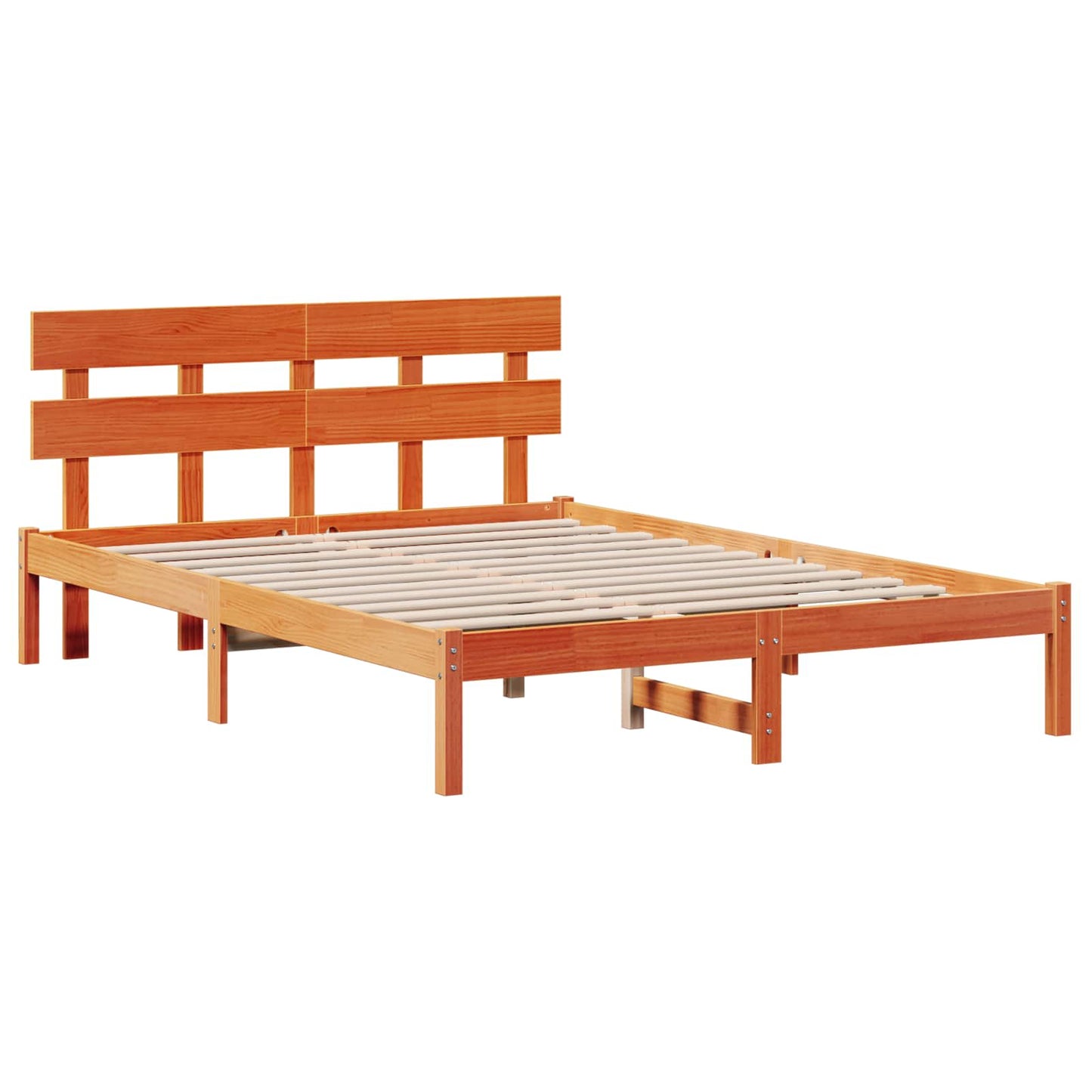 Bed Frame with Headboard Brown 140 x 200 cm Solid Pine wood