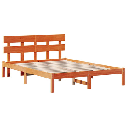 Bed Frame with Headboard Brown 140 x 200 cm Solid Pine wood