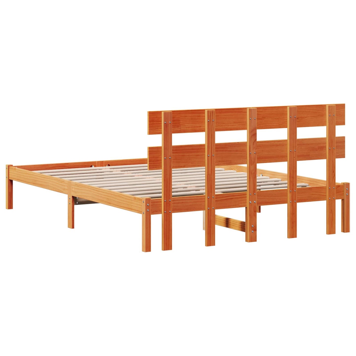 Bed Frame with Headboard Brown 140 x 200 cm Solid Pine wood