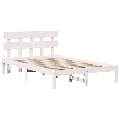 Bed Frame with Headboard White 120 x 200 cm Solid Pine wood