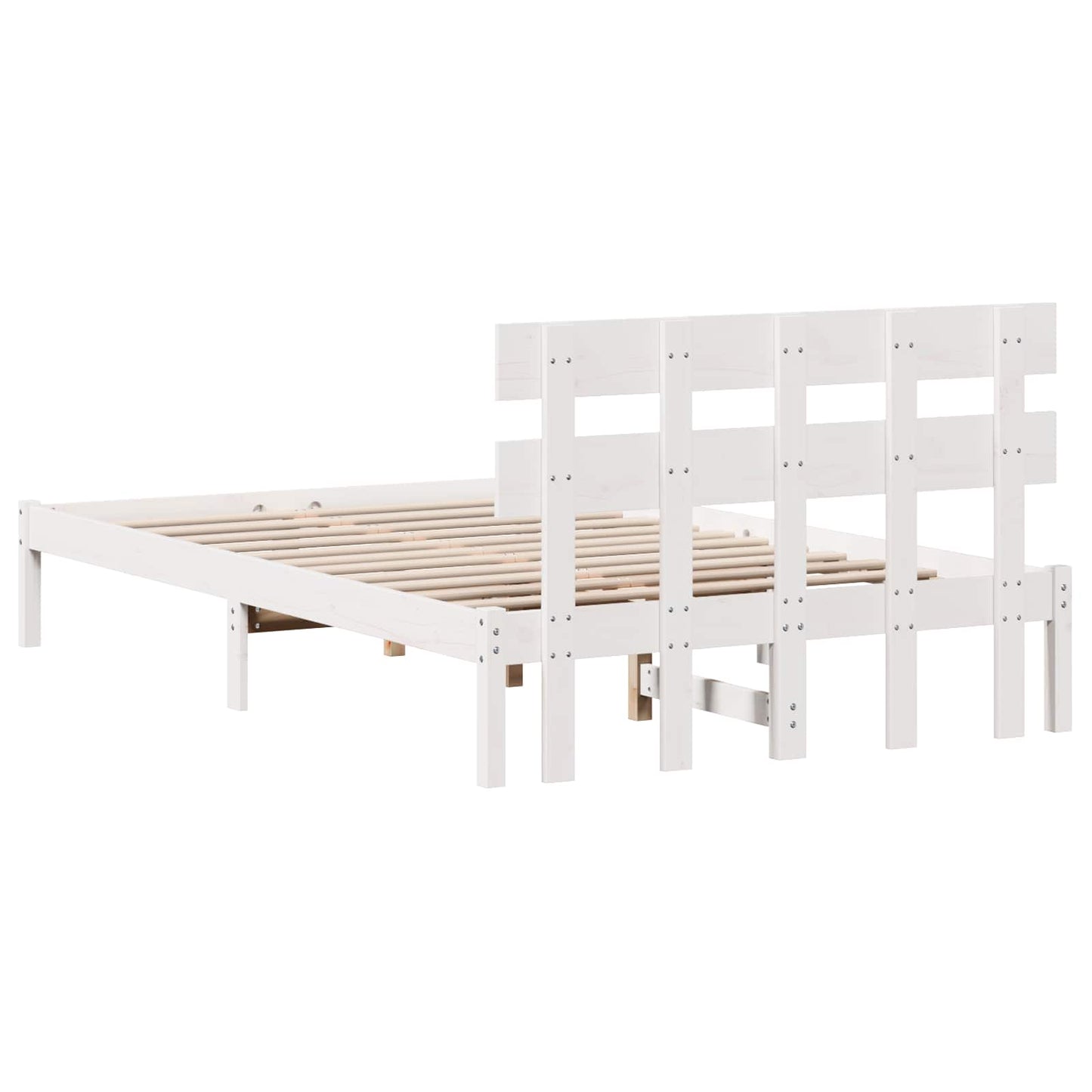 Bed Frame with Headboard White 120 x 200 cm Solid Pine wood