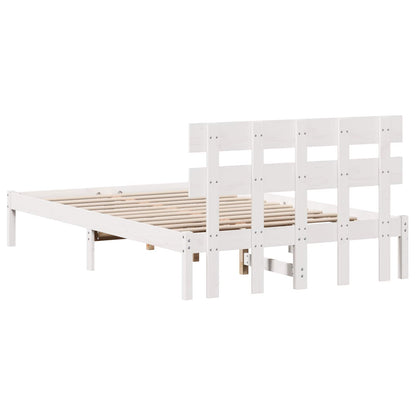 Bed Frame with Headboard White 120 x 200 cm Solid Pine wood