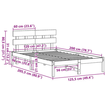 Bed Frame with Headboard White 120 x 200 cm Solid Pine wood