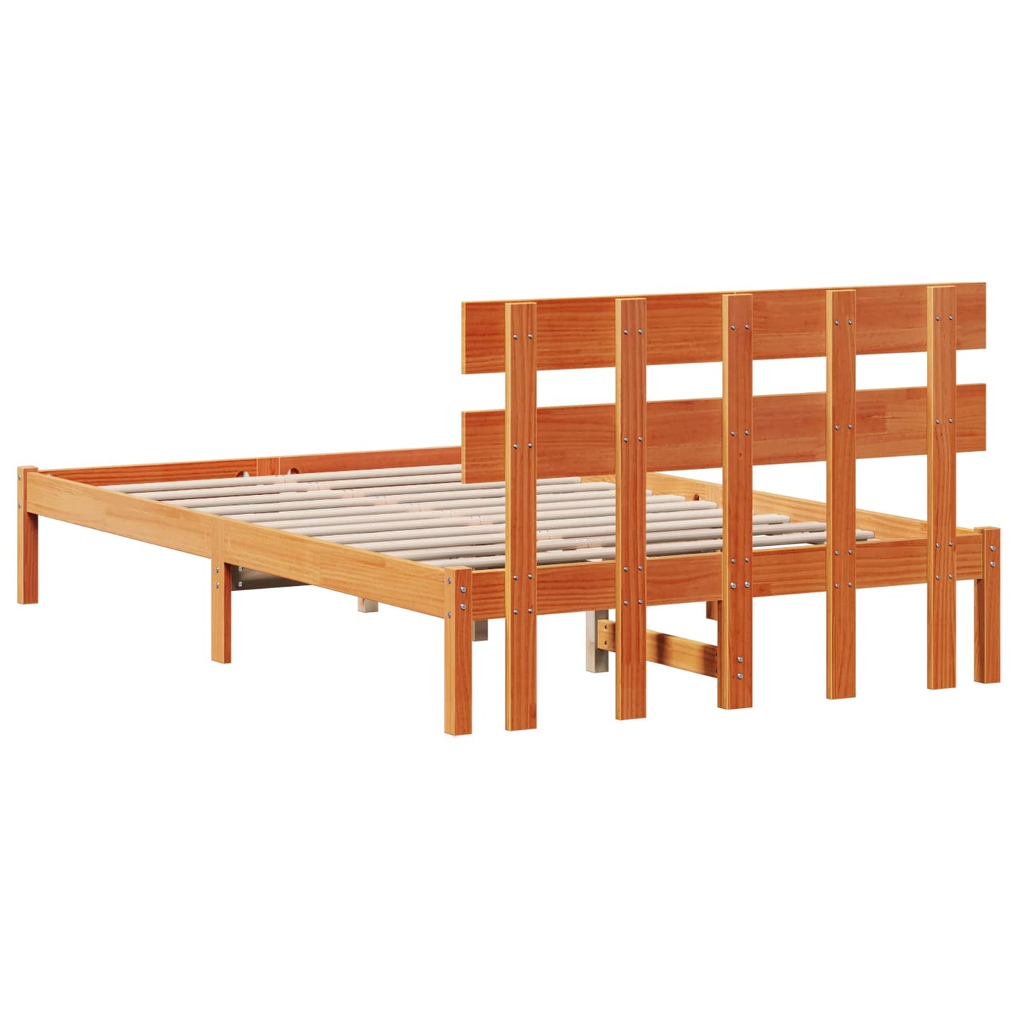 Bed Frame with Headboard Brown 120 x 200 cm Solid Pine wood