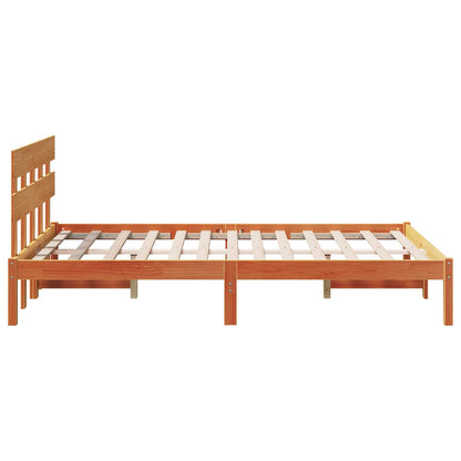 Bed Frame with Headboard Brown 120 x 200 cm Solid Pine wood