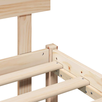 Bed Frame with Headboard Brown 120 x 190 cm Solid Pine wood