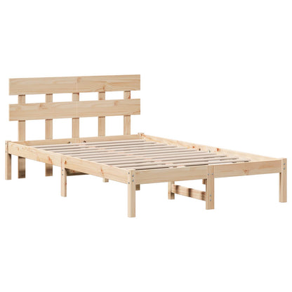 Bed Frame with Headboard Brown 120 x 190 cm Solid Pine wood