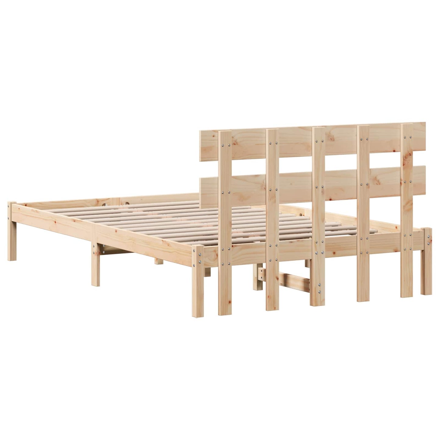 Bed Frame with Headboard Brown 120 x 190 cm Solid Pine wood
