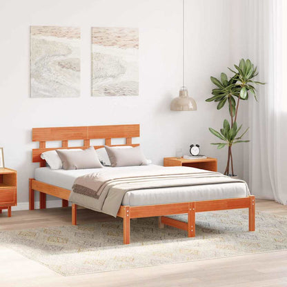 Bed Frame with Headboard Brown 120 x 190 cm Solid Pine wood