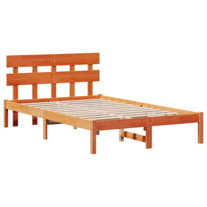 Bed Frame with Headboard Brown 120 x 190 cm Solid Pine wood
