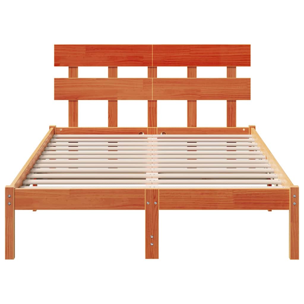 Bed Frame with Headboard Brown 120 x 190 cm Solid Pine wood