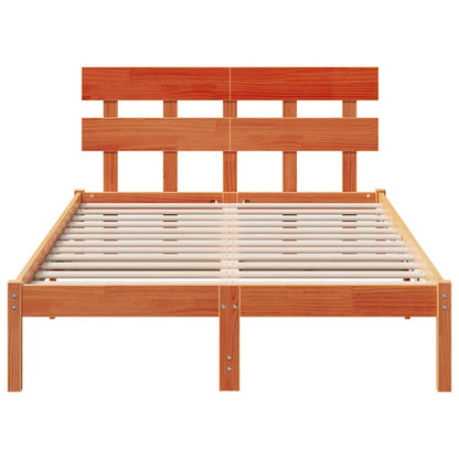 Bed Frame with Headboard Brown 120 x 190 cm Solid Pine wood