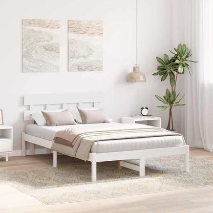 Bed Frame with Headboard White 140 x 190 cm Solid Pine wood