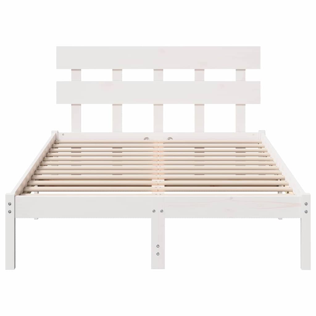 Bed Frame with Headboard White 140 x 190 cm Solid Pine wood