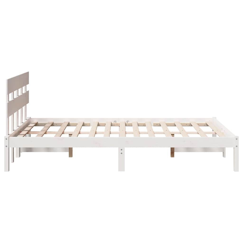 Bed Frame with Headboard White 140 x 190 cm Solid Pine wood
