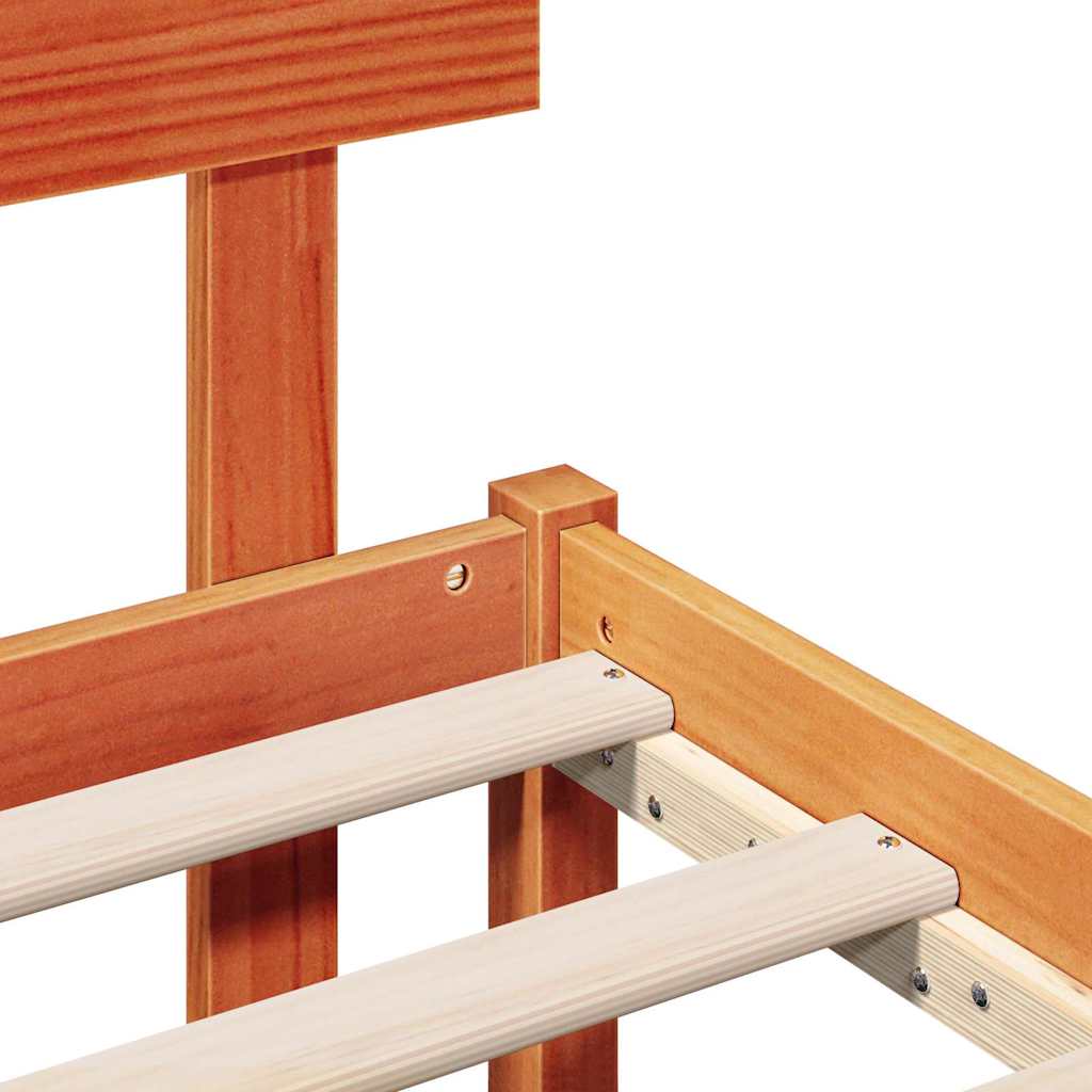Bed Frame with Headboard Brown 140 x 190 cm Solid Pine wood