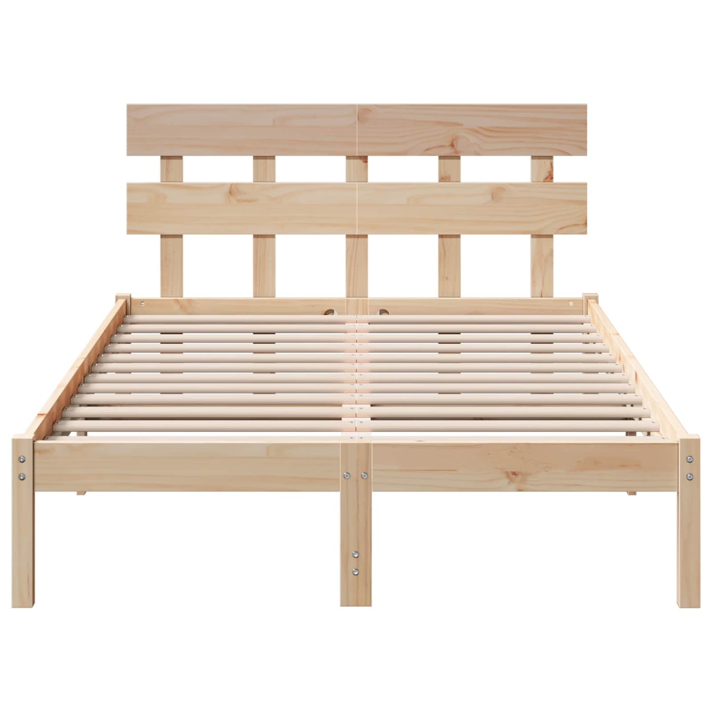 Bed Frame with Headboard Brown 135 x 190 cm Solid Pine wood