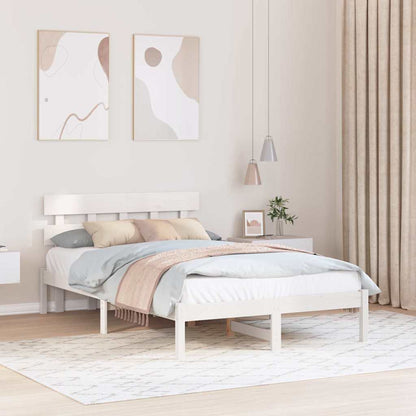 Bed Frame with Headboard White 135 x 190 cm Solid Pine wood