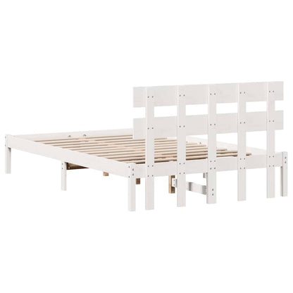 Bed Frame with Headboard White 135 x 190 cm Solid Pine wood