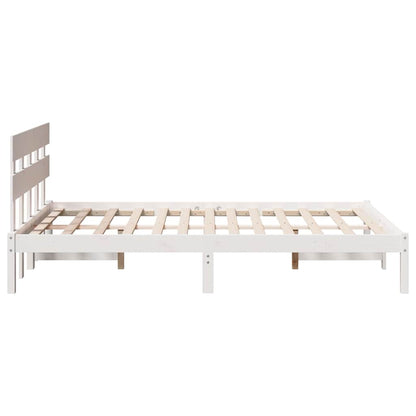 Bed Frame with Headboard White 135 x 190 cm Solid Pine wood
