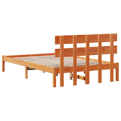 Bed Frame with Headboard Brown 135 x 190 cm Solid Pine wood