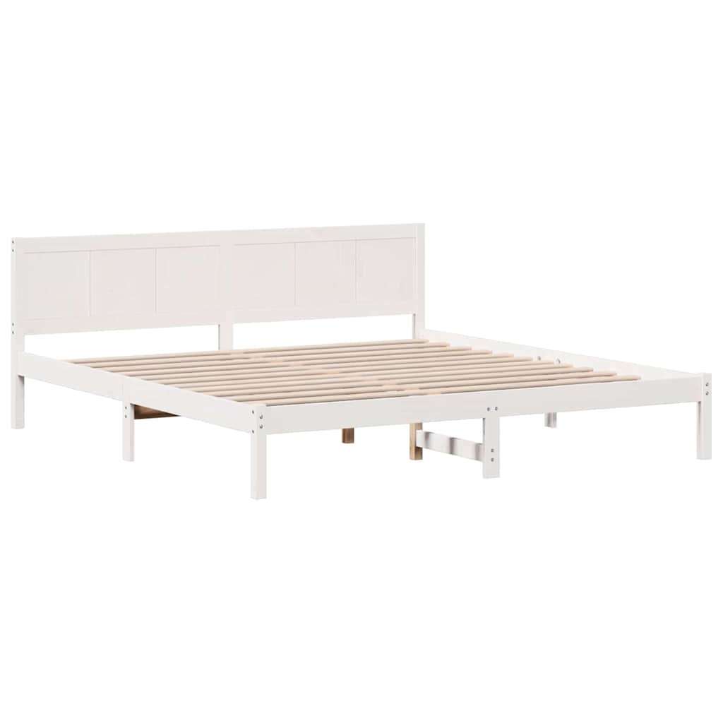 Bed Frame White 200 x 200 cm Solid Pine wood