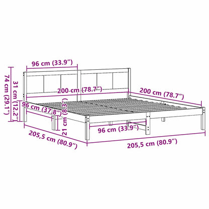 Bed Frame Brown 200 x 200 cm Solid Pine wood