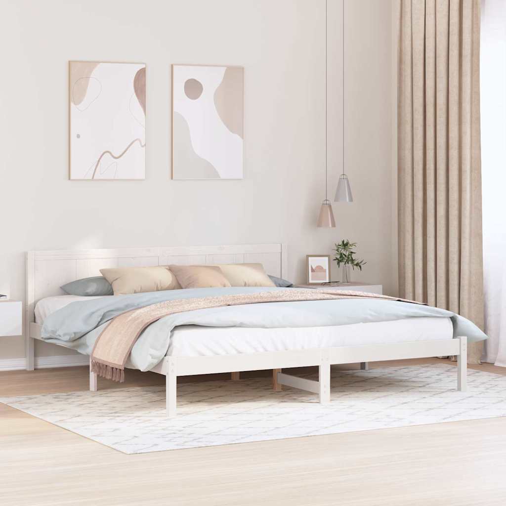 Bed Frame White 180 x 200 cm Solid Pine wood