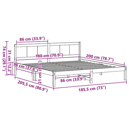 Bed Frame White 180 x 200 cm Solid Pine wood