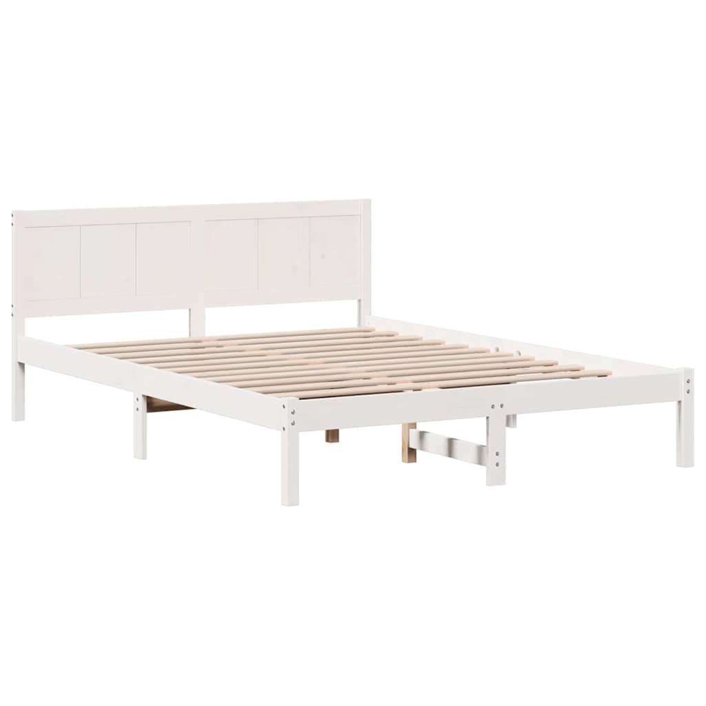 Bed Frame White 150 x 200 cm Solid Pine wood