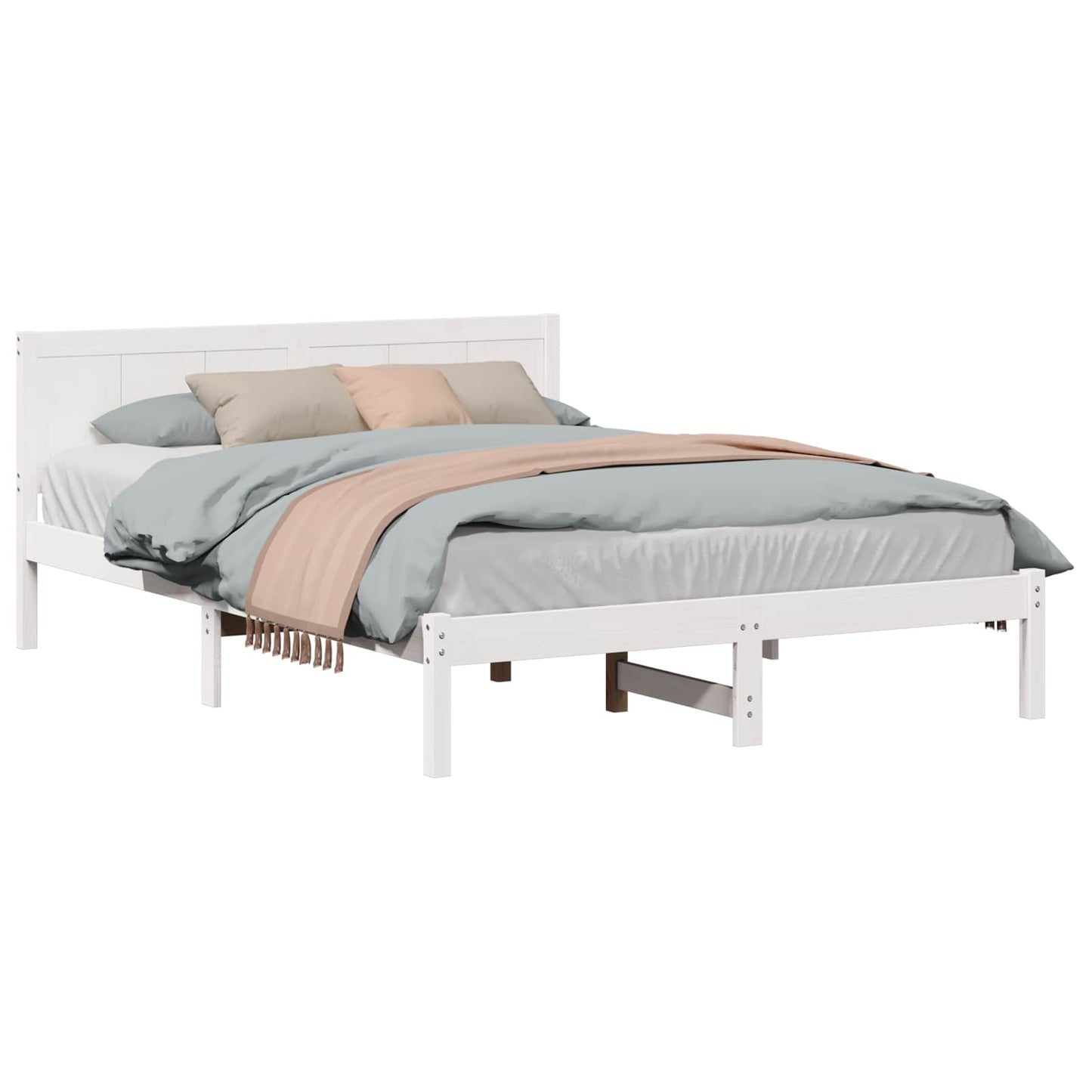 Bed Frame White 140 x 200 cm Solid Pine wood