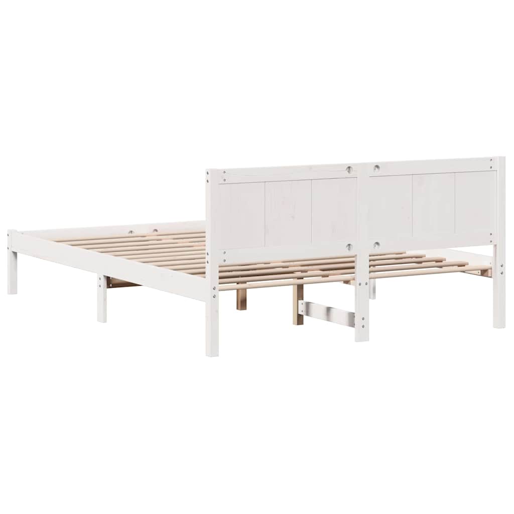 Bed Frame White 140 x 200 cm Solid Pine wood