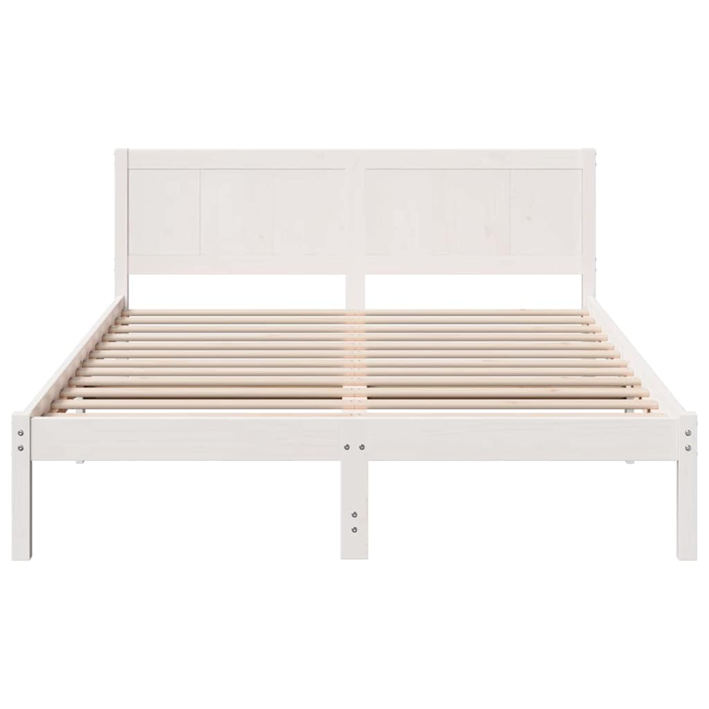 Bed Frame White 140 x 200 cm Solid Pine wood