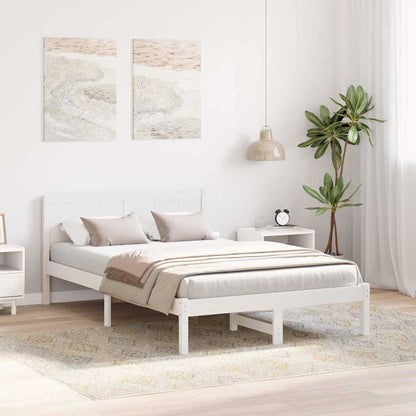 Bed Frame White 140 x 190 cm Solid Pine wood