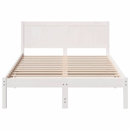 Bed Frame White 140 x 190 cm Solid Pine wood