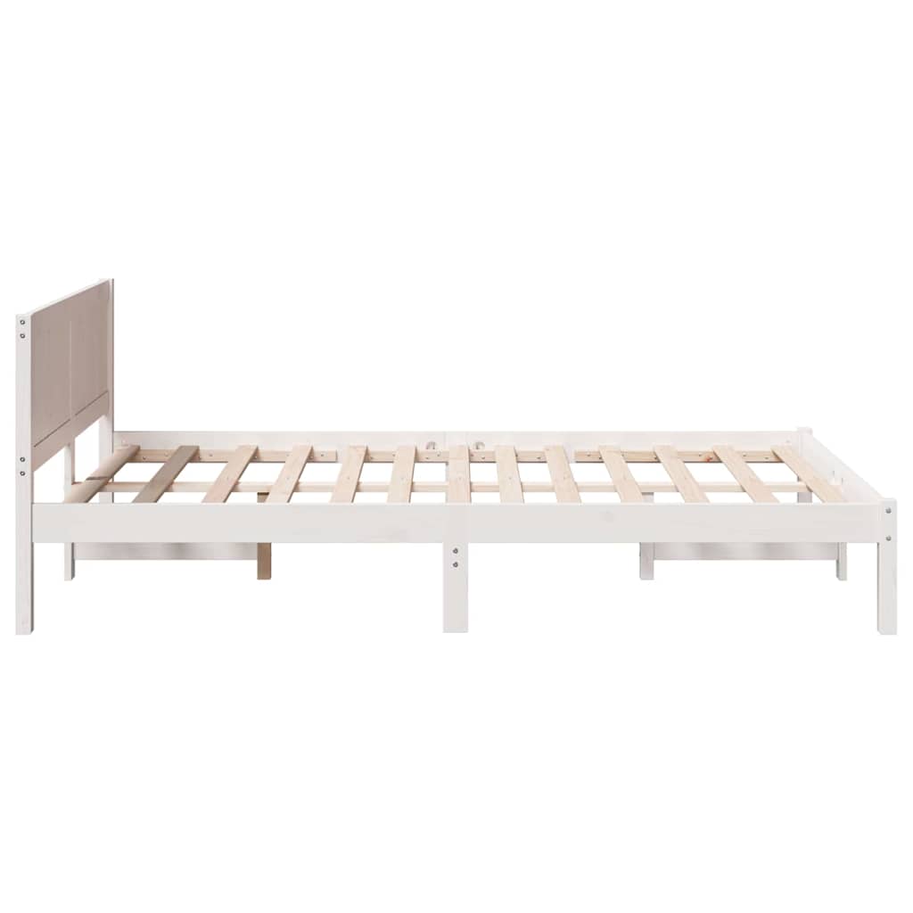 Bed Frame White 140 x 190 cm Solid Pine wood