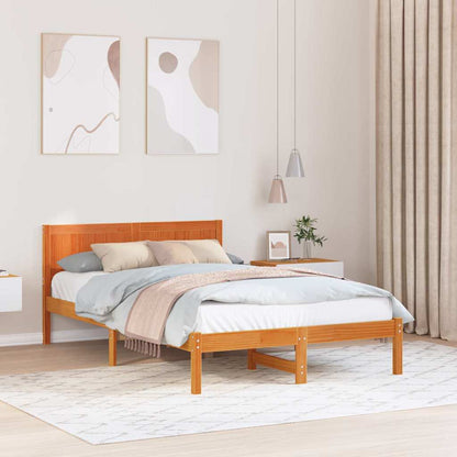 Bed Frame Brown 140 x 190 cm Solid Pine wood