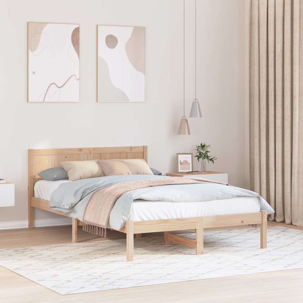 Bed Frame Brown 135 x 190 cm Solid Pine wood