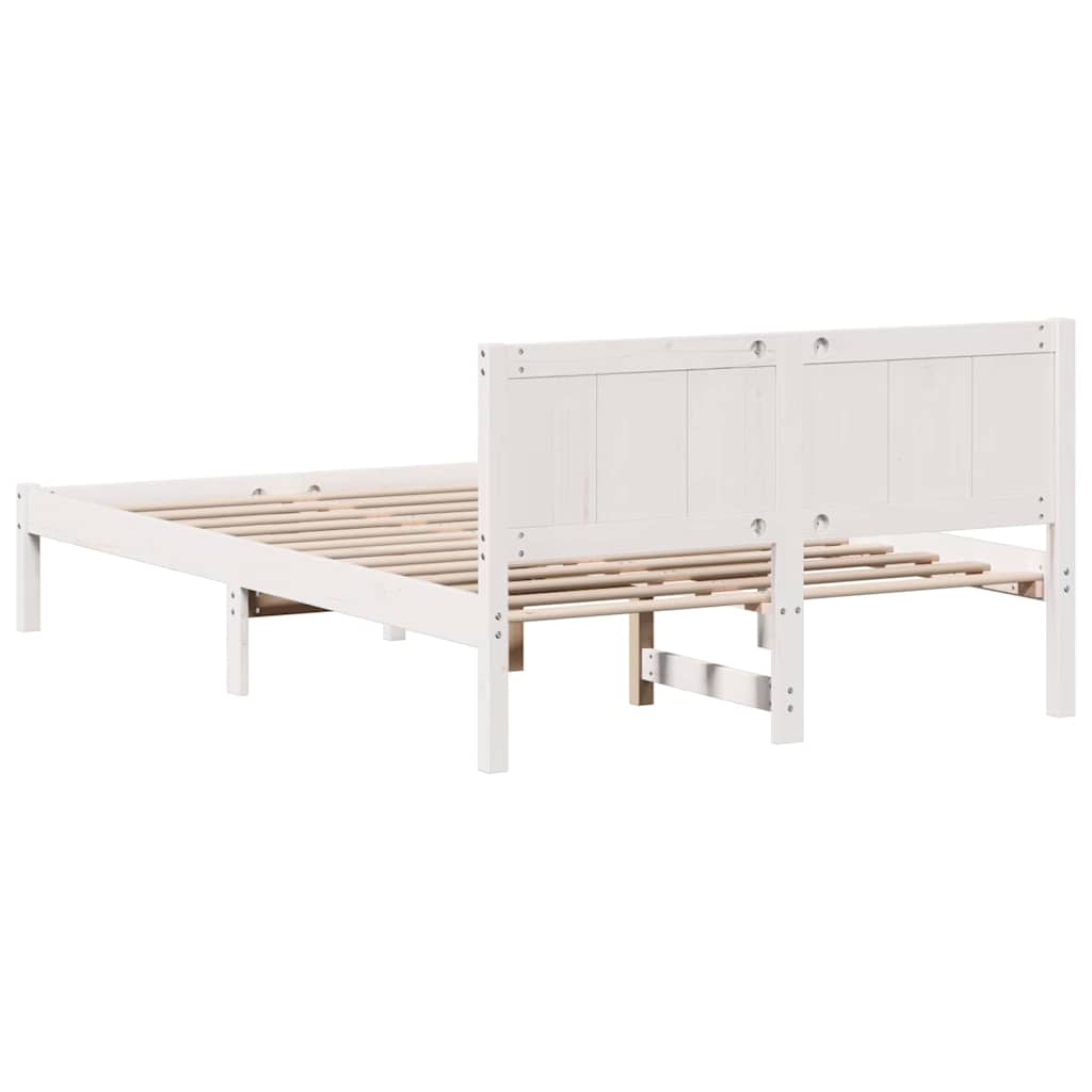 Bed Frame White 135 x 190 cm Solid Pine wood