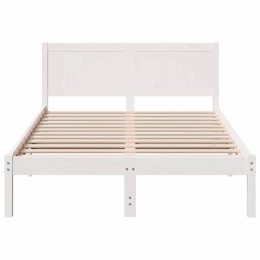 Bed Frame White 135 x 190 cm Solid Pine wood