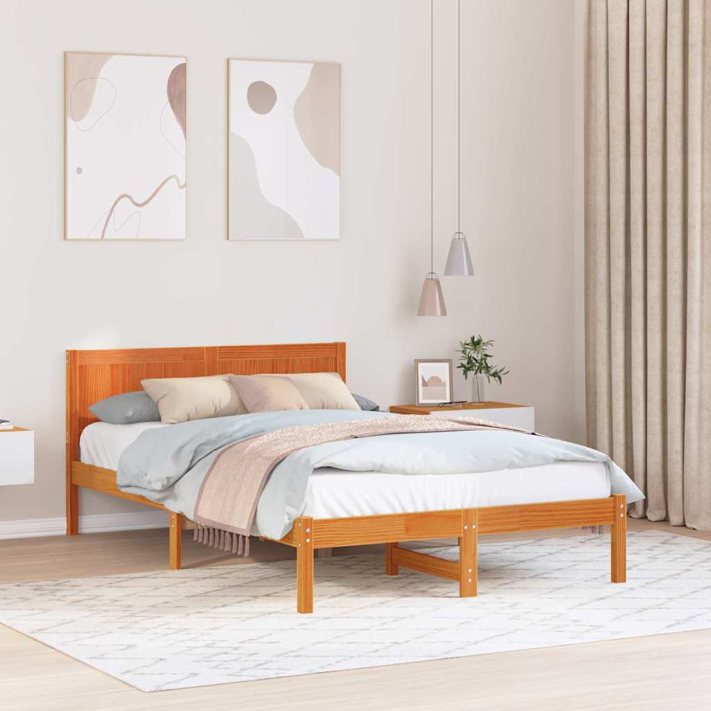 Bed Frame Brown 135 x 190 cm Solid Pine wood