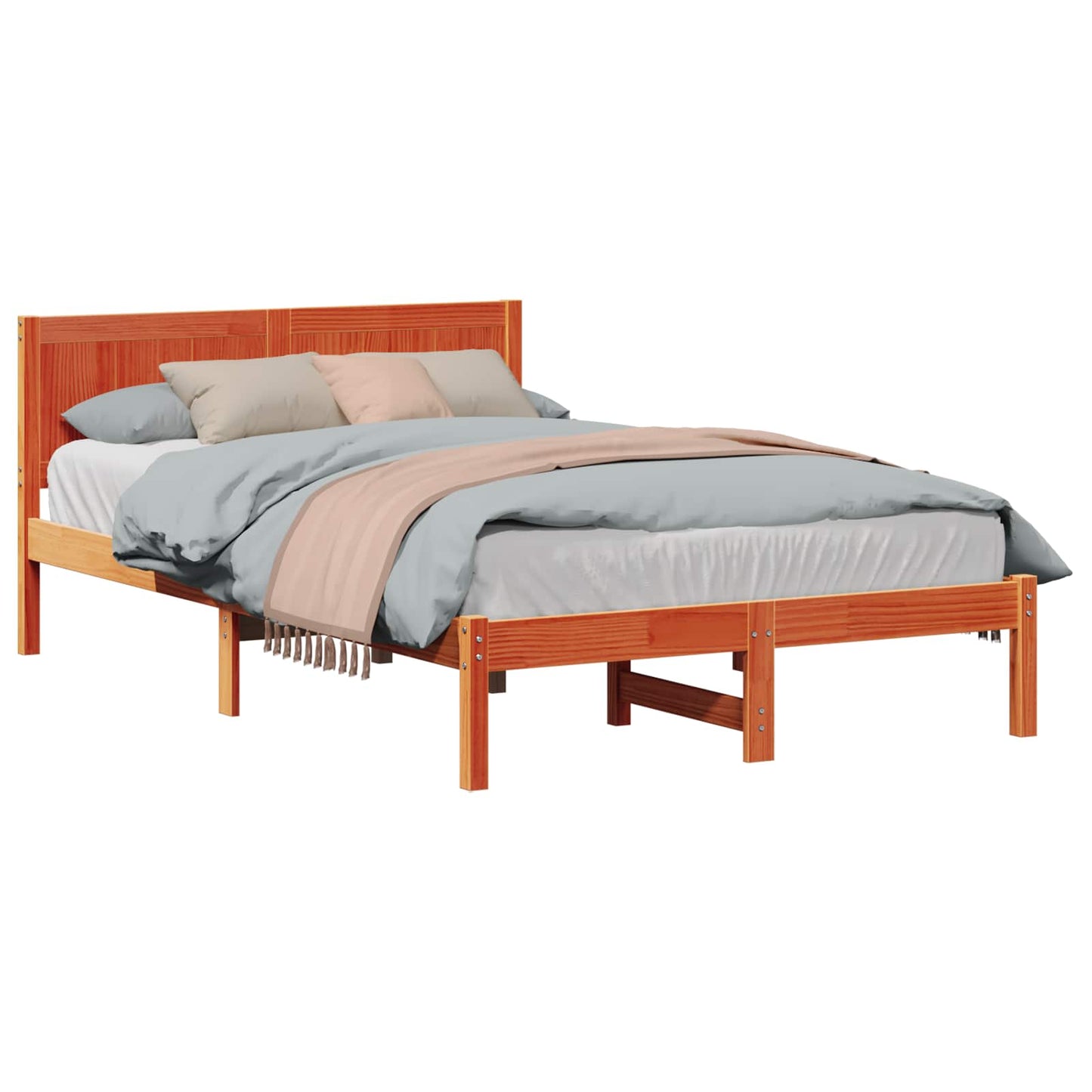 Bed Frame Brown 135 x 190 cm Solid Pine wood
