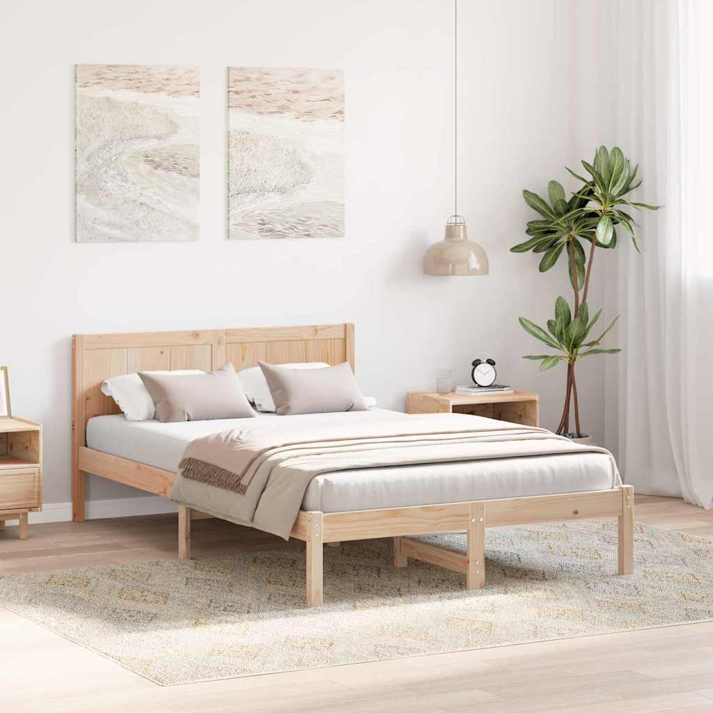 Bed Frame Brown 120 x 190 cm Solid Pine wood