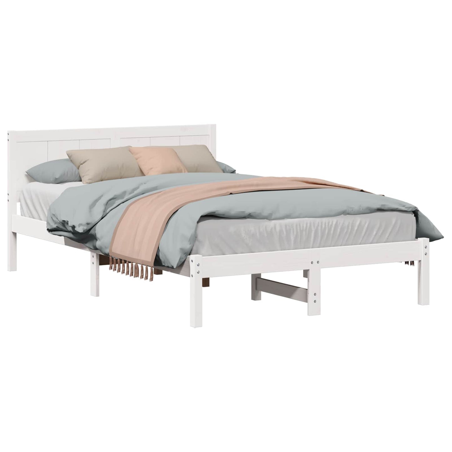 Bed Frame White 120 x 190 cm Solid Pine wood