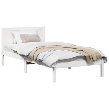 Bed Frame White 90 x 200 cm Solid Pine wood