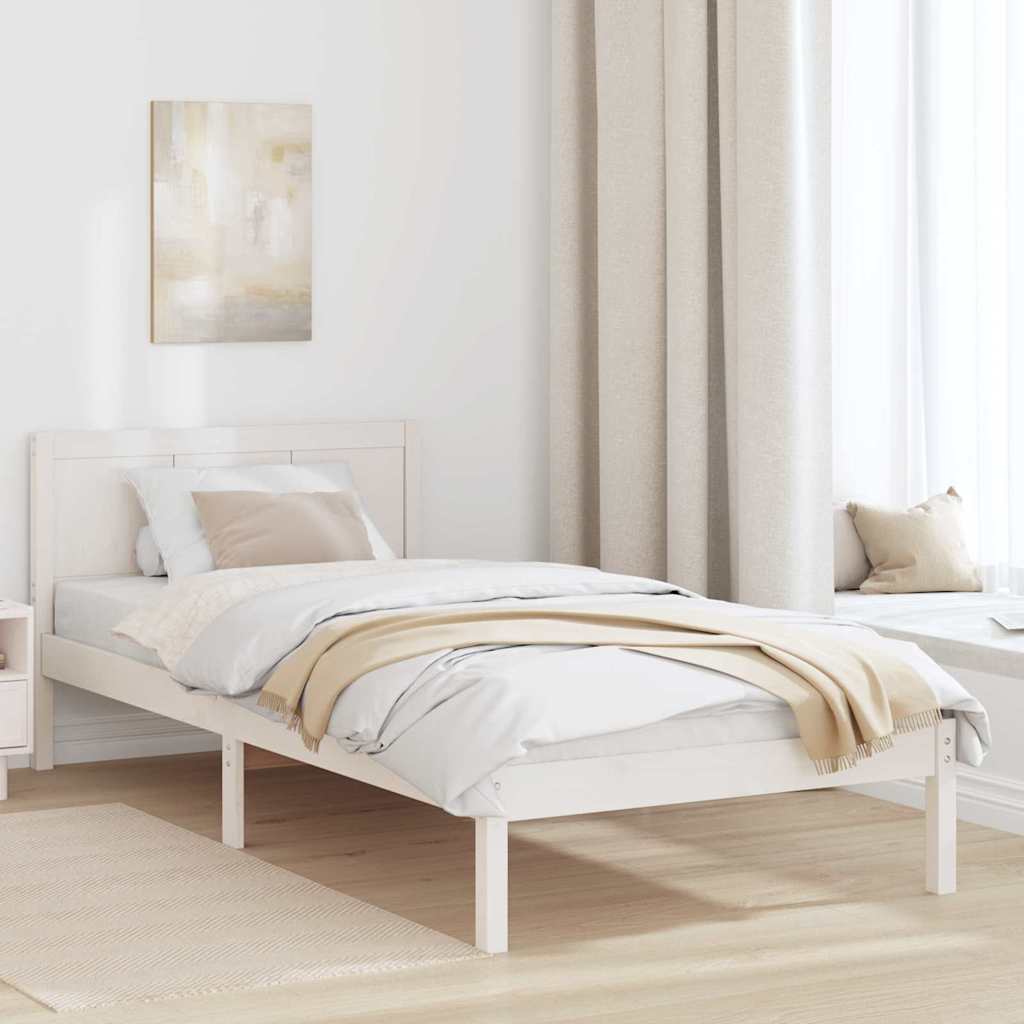 Bed Frame White 100 x 200 cm Solid Pine wood